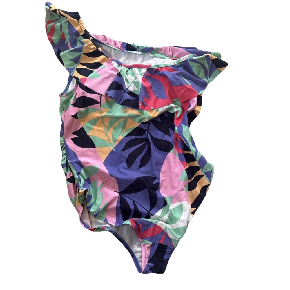 Motherhood Maternity One-piece Swimsuit with Ruffle Size Lg.